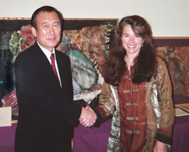 Jane with Tadatoshi Akiba Mayor, Hiroshima Japan